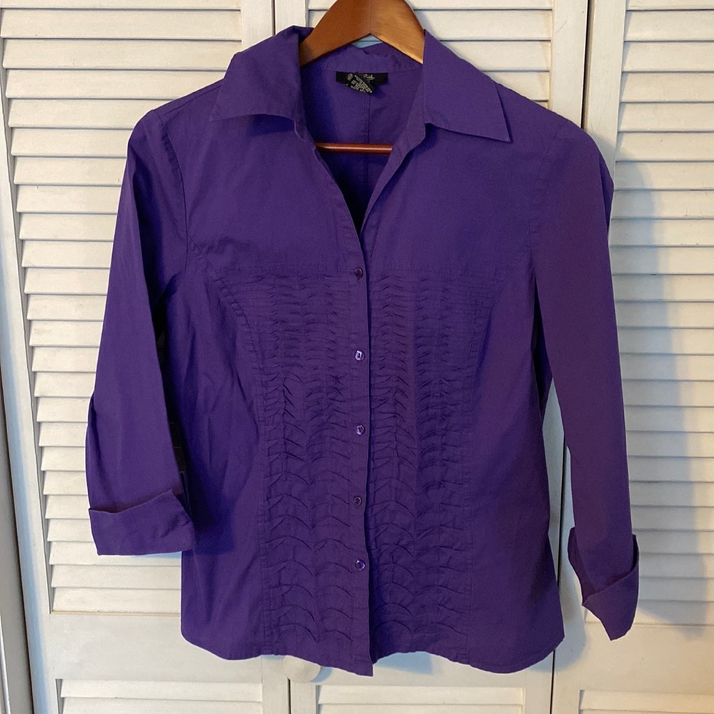 PECK & PECK Collection Purple blouse with pin tucking, size M